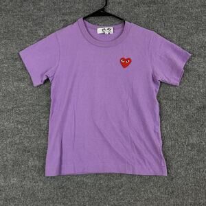 Comme Des Garcons Play Shirt Mens Small Purple Red Heart Logo Tee Casual Street